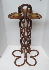 Vintage Southwestern Folk Art Iron Horseshoe Cigar Ashtray Stand 25.5 in. Tall picture