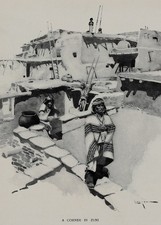 1901 Zuni Pueblo & Navajo Riders Harper's Native American Southwest Print picture