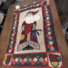 Vintage Midwest Cannon Falls Santa Quilt Wall Hanging 43x30 USA Home Heart Xmas picture