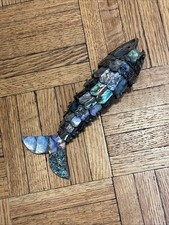 Vintage Abalone Articulated Fish Bottle Opener Mexican Silver picture