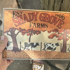 Shady Grove Farms Est. 1906 Metal Wall Hanging Sign Plaque, Cows, Rectangle picture