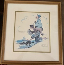 (Make Offers): Vintage Rare Norman Rockwell “Going Fishing” Framed Print. CoA. picture