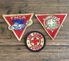 Vintage YMCA Fish Club & Life Saving Junior Patch Lot Red Cross YMCA picture