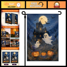 Ghost Family Garden Flag Halloween House Outdoor Decor 12x18 picture