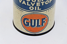 EARLY LOGO Gulf Valvetop Oil No Copyright Symbol 50's Full Can 1 Pint picture