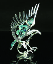 SWAROVSKI COLOR CRYSTAL STUDDED AMERICAN EAGLE FIGURINE SILVER PLATED  picture
