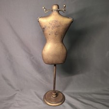 Vintage 15 inch Metal Mannequin Gold toned decorative figure floral/bird design. picture