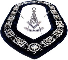 FREEMASON Masonic PAST MASTER SILVER Collar BLUE Backing with JEWEL Package picture