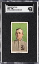 1910 T206 SWEET CAPORAL PORTRAIT, GREEN BACKGROUND TY COBB SGC 4 picture