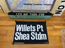 NYC SUBWAY ROLL SIGN PRIMITIVE ABUSED WILLETS POINT SHEA STADIUM CITI FIELD METS picture