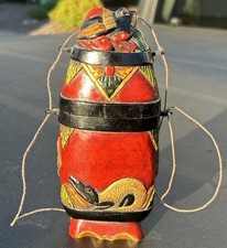 Old Vintage 1940s - 50s Hand Carved Southeast Asia Medicine Box Polychrome picture