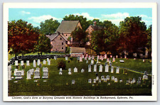 Original Old Vintage Outdoor Postcard God's Acre Burying Grounds Ephrata, PA USA picture