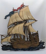 Vintage MCM Sexton Ships Nautical Metal Wall Hanging Cast Aluminum GREAT COLORS picture