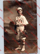 c1910 ID’d Cute Boy Baseball Uniform Ball Catchers Mitt Sports RPPC Real Photo picture