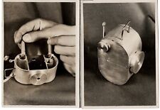Two Vintage 5x7 photos of the Varsity mini-camera prototype, mounted in folder picture