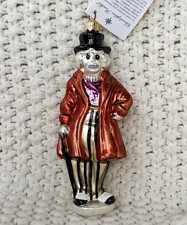 Vintage Retired Chris Radko Night Fright Skeleton Halloween Glass Ornament 5.5” picture