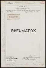 Photo:Trade Mark Rheumatox Co Medicines for Gout Sciatica Rheumatism 1895 picture