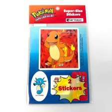 Vtg 1999 Pokemon Super Size Stickers Charmander Ash Pikachu Sealed NEW Artbox picture