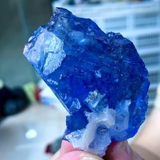 76G Natural Crystal Rare transparent blue cubic fluorite sample/China picture