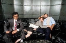 Italian stylist Gianfranco Ferr� posing with two models wearin- 1984 Old Photo picture