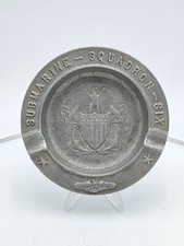 Vintage US Navy Submarine Squadron Six Metal Ashtray COMSUBRON 6 Dish 310.24g picture