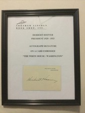 President Herbert Hoover Signed White House Card COA picture