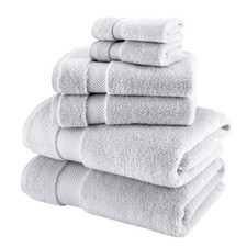Classic Turkish Towels 6-Piece Set 100% Cotton Bath Hand Washcloth Platinum picture