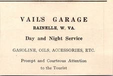Vail's Garage Day & Night Service Rainelle W VA 1927 WV Clipping TAK1-S43 picture