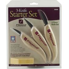 Flexcut 3 Knife Starter Carving Set Cutting Detail Rough KN500 Woodcarving picture