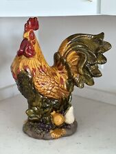 Older Tuscan Italian Ceramic Country Kitchen Butternut Red Green Rooster Statue picture