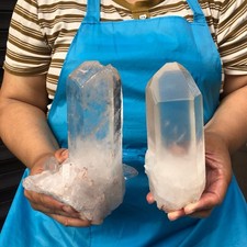 2pcs 4.13 LB Natural Clear Quartz Cluster Crystal Mineral Heals Specimen 6747 picture