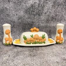 Vintage 70s Arnel’s Butter Dish & Salt and Pepper Shaker Set Mushroom Design picture