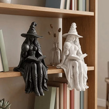 Spooky 3D printed sitting witch statue vintage gothic figurine Halloween decor picture