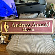 Vintage Andrew Arnold Clothier Wood Advertising Sign Plaque Hilton Head IS SC 87 picture
