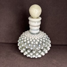Vintage FENTON Hobnail Milk Glass Perfume Bottle & Stopper 6” Tall picture
