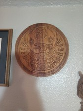 Vintage Native Pacific Raven Craved Wood Art picture