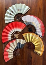 Vintage Japanese Mai Ogi Folding Fan Set of 5 Nihon Buyo Dance Traditional Japan picture