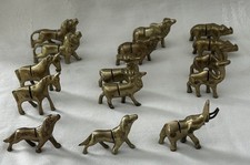 Solid Brass Miniature Animals Set of 15 Place Card/Photo Holders Vntg picture