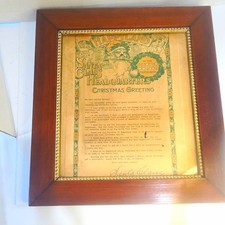 Antique 1916 Framed Happyland Santa Claus Christmas Letter, Providence RI Rare picture