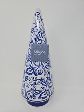 Mikasa Blue & White Ceramic Daisy Chinoiserie Christmas Tree Figurine 12”, NWT picture