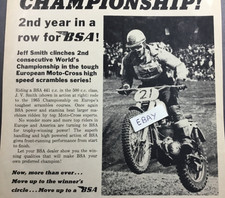 1965 Print Ad. Jeff Smith Winner 1965 Worlds Championship European Moto-Cross picture