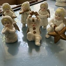 Set of 6 Noel Grandeur Angels Christmas Porcelain Figurines picture