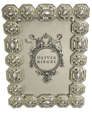 Olivia Riegel Picture Frame 5x7 Enamel Pearls Crystals Pewter picture