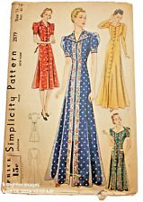 VTG 1938 Simplicity Sewing Pattern #2879 Dress or Housecoat Sz14, Bust 32 picture