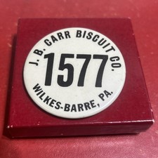 J.B. CARR BISCUIT CO WILKES-BARRE,PA  Employee ID Badge Button Pin Pinback picture