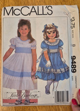 Mccall's 9489 Vintage 1985 Sewing Pattern Dress Girls Sz 4 5 & 6 picture