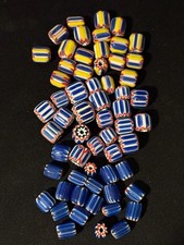 LOT - Vintage Chevron glass beads - 60 Beads (3 sets of 20) (B955) picture