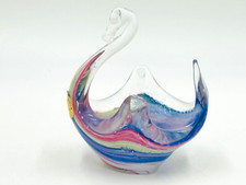 Vintage Handblown Small Glass Swan Trinket Candy Dish Bowl Made in Italy picture