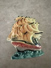 Vintage Sailing Ship Ceramic Figurine 4.5” Tall 4” Wide Made In Japan picture