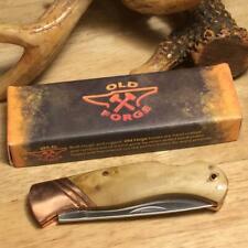 Old Forge Burl Wood Lockback Copper Bolster 3 1/4